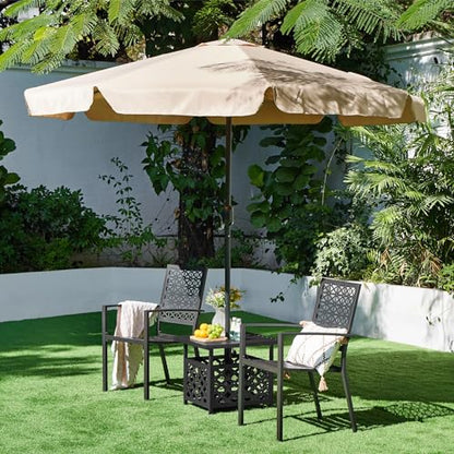 Yaheetech Patio Table with Umbrella Hole, Outdoor Metal Side Table for Deck | Metal Coffee End Table for Garden, Pool, Patio and Deck, Featuring a Center Pole Hole for Umbrella Use in Patio Living Spaces