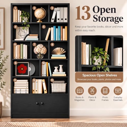 Bookcase with Doors and Open Shelves for Home Office and Living Room, view 5