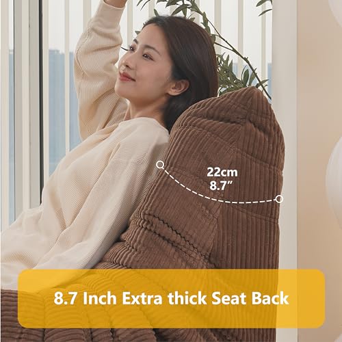 Fireside Chair, Mid Century Armless Floor Sofa, Soft Premium Corduroy Floor Lounge Chair, Foam Sofa Accent Chair for Living Room Bedroom and Office， Brown Sugar