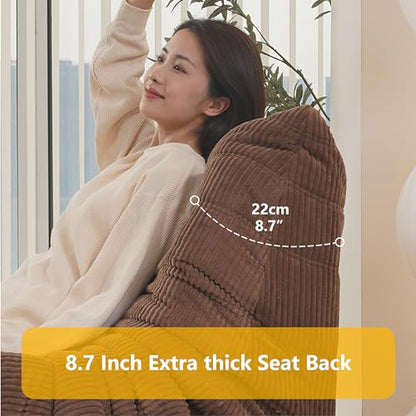 Fireside Chair, Mid Century Armless Floor Sofa, Soft Premium Corduroy Floor Lounge Chair, Foam Sofa Accent Chair for Living Room Bedroom and Office， Brown Sugar
