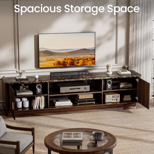 Faux Marble Top TV Stands for Living Room Bedroom 70” TV Consoles, view 6