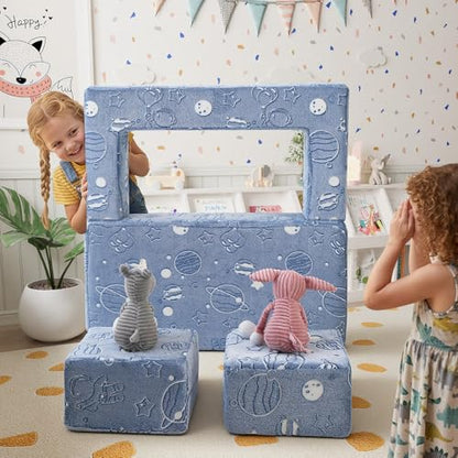 Glow Modular Kids Couch, Blue Space