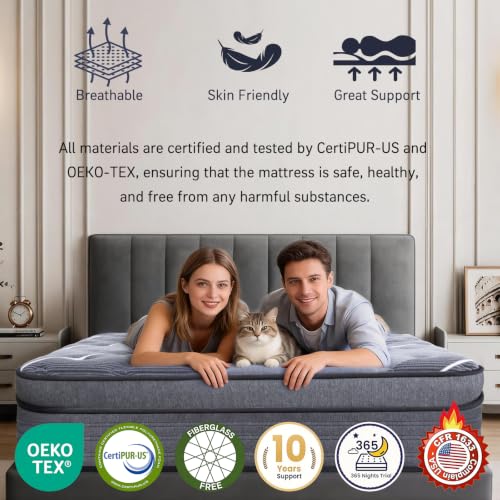 Full Mattress 12 Inch, Luxury Hotel-Level Cooling Hybrid Mattress in a Box, view 8