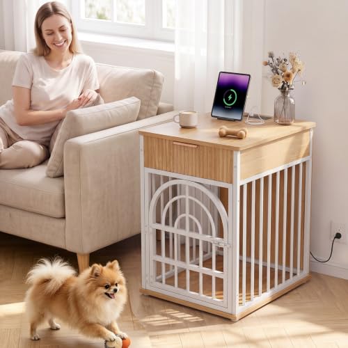 Dog Crate Furniture, Wooden Dog Kennel for Small Breed,Yellow Oak, view 3