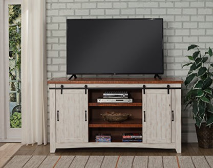 Martin Svensson Home Rustic 65" Wood Entertainment Center, White and Honey, view 7