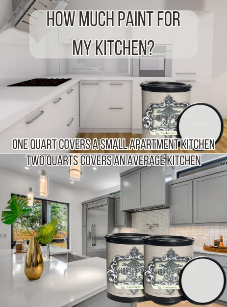 ALL-IN-ONE Paint by Heirloom Traditions, Warm Embers (Warm Black), Quart - Durable cabinet and furniture paint. Built in primer and top coat, no sanding needed. Includes our 30 featured color card.