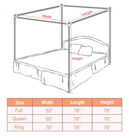 King Size Canopy Bed Frame with Stainless Steel Poles and Bedroom Decor Bracket, view 3