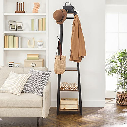 Coat Rack Freestanding, Hall Tree with 4 Shelves, view 6