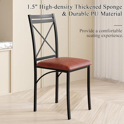 5 Piece Dining Table Set for 4, Wood Grain Dinette with Chairs for Kitchen, Breakfast Nook, Small Space, Dark Brown