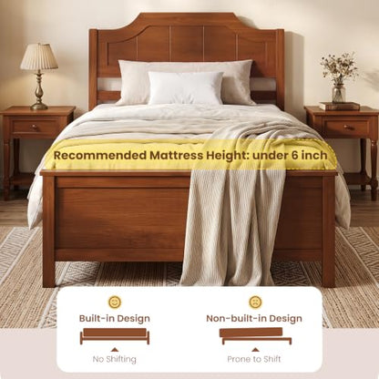 Queen Bed Frame, Platform Bed w/Headboard & Solid Wood Legs, view 9