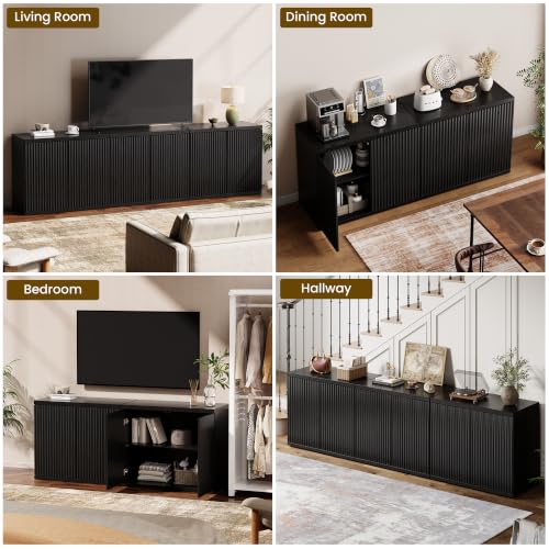 61.8" TV Stand for Living Room,Fluted Media Console Fits 55–65 Inch TVs, view 4