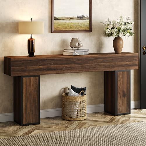 70.9-Inch Long Console Table, Wooden Sofa Table Behind Couch Tables, Farmhouse Entryway Table Accent Table for Entrance, Hallway, Living Room, Foyer, Rustic Brown