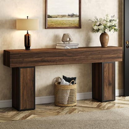 70.9-Inch Long Console Table, Wooden Sofa Table Behind Couch Tables, Farmhouse Entryway Table Accent Table for Entrance, Hallway, Living Room, Foyer, Rustic Brown