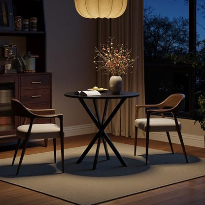 31.5" Black Small Round Dining Table for 2-4, Space Saving Circle Kitchen Dinner Table, Mid Century Modern Dining Room Desk for Kitchen, Apartment