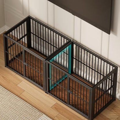 66'' Dog Crate Furniture for 2 Small to Medium Dogs, Walnut, view 4