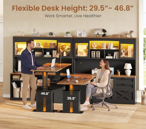 69" L Shaped Gaming Standing Desk with 4 Drawers, Storage Bookshelf, view 4