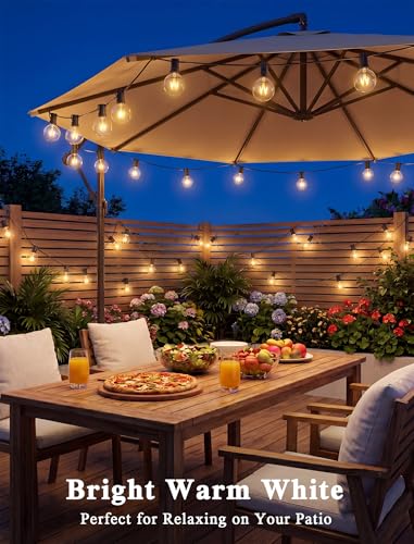 50FT G40 Globe String Lights, Outdoor Patio String Lights with 53 Edison Globe Bulbs(3 Spare), Hanging Bistro Light Waterproof for Balcony Party Wedding Market Cafe, Black