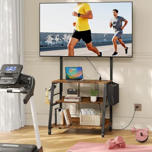 Rolling TV Stand with Mount and Storage, for up to 75 inch TVs, view 7