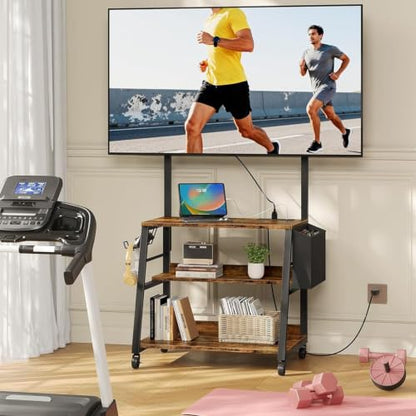 Rolling TV Stand with Mount and Storage, for up to 75 inch TVs, view 7
