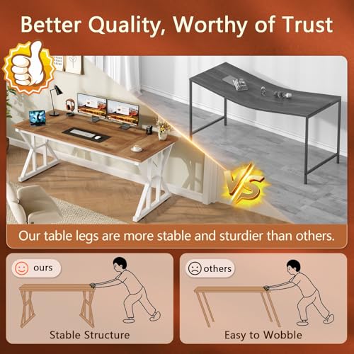 55" Large Computer Desk with Thickened Frame for Home Office, Living Room, view 6