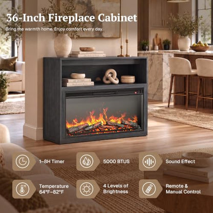 Jagger 105" TV Stand with 36" Electric Fireplace - Ebony, view 7