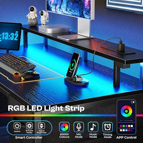 55 inch Computer Desk with Power Outlets & 4 Drawers, view 6