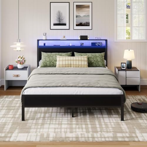 Full Bed Frame with LED Lights and Charging Station, view 2