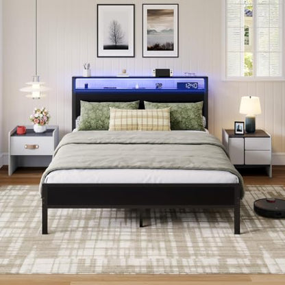 Full Bed Frame with LED Lights and Charging Station, view 2