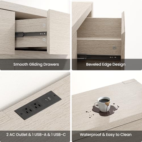 55'' Modern 6 Drawers Dresser for Bedroom with Charging Station, view 5