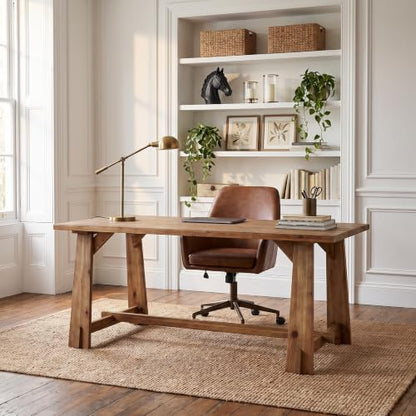 63" Long Large Wood Desks, Farmhouse Office Desk, view 5