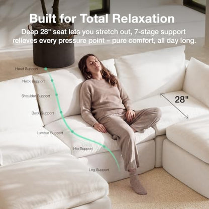 104.3" Modular Cloud Couch, Modern Sectional Sofa with Smarts Coil® Support, Chenille Fabric, Upholstered Couch for Living Room Apartments Bedroom, No Assembly, 3 Seater + 1 Ottoman, White