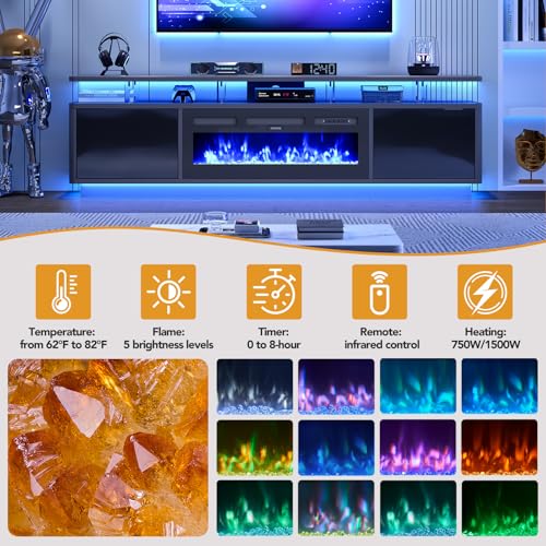 MXV 80" Fireplace TV Stand for TVs Up to 90", view 7