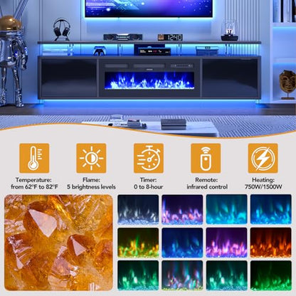 MXV 80" Fireplace TV Stand for TVs Up to 90", view 7