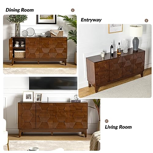Mid Century Sideboard Buffet Cabinet with Solid Wood Legs, view 6