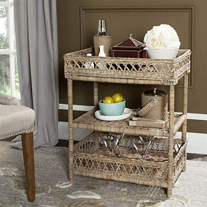 SAFAVIEH Home Collection Ajani Natural Wicker 3 Tier Accent Table
