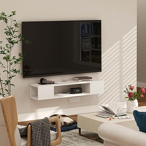 Floating TV Stand, Wall Mounted Entertainment Center and Cabinet Shelf, view 6