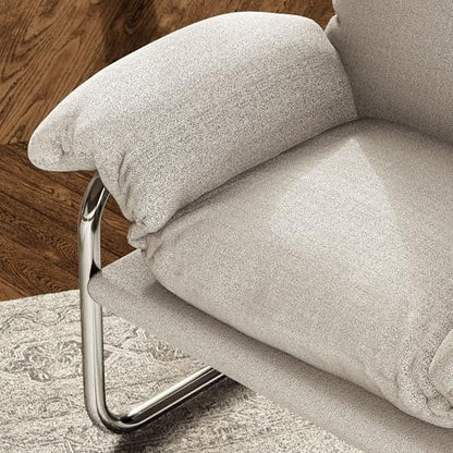Ansel Boucle Accent Chair in Newsprint - Fabric Lounge Chair for Living Room, Bedroom - Upholstered Corner Reading Chair with Arms and Removable Cushions