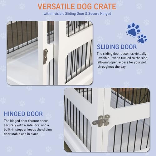 Slide Aside Dog Crate Furniture, Dual Function Side End Table with Sliding Door, view 4