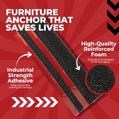 Adhesive Furniture Anchor, No-Drill, Aesthetic & Invisible Once Installed, Anti-Tip Furniture Safety Anchor to Childproof and Babyproof Your Home, Holds Up to 300 Pounds, 2-Pack