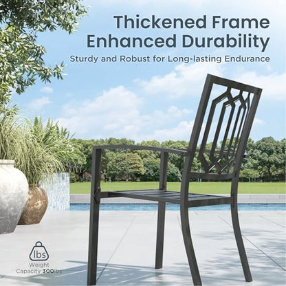 Patio Dining Chairs Set of 2, Stackable&Wrought Iron | Black Stackable Wrought Iron Outside Dining Chairs, All Weather Heavy-Duty Furniture for Patio, Deck, Porch, Backyard