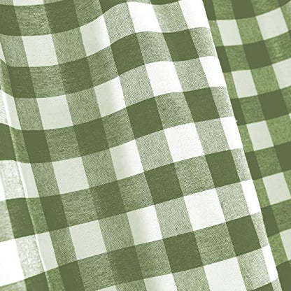 Room Darkening Window Valance, 58W x 14L Inches Top Rod Pocket Checkered Gingham Curtain Valance Scarf, Modern Farmhouse Window Curtain Valance Classic Buffalo Checked Plaid, Sage
