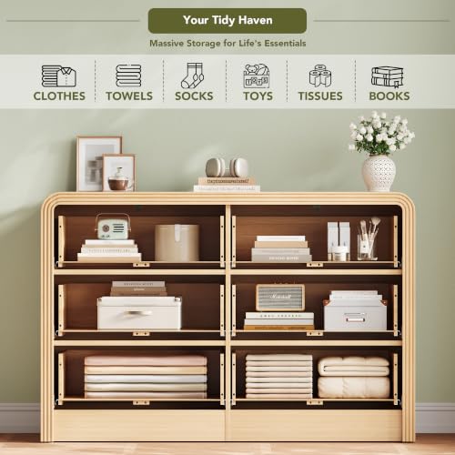 Fluted 6 Drawers Dresser, 47.2'' Wide Chest of Drawers for Bedroom, view 6