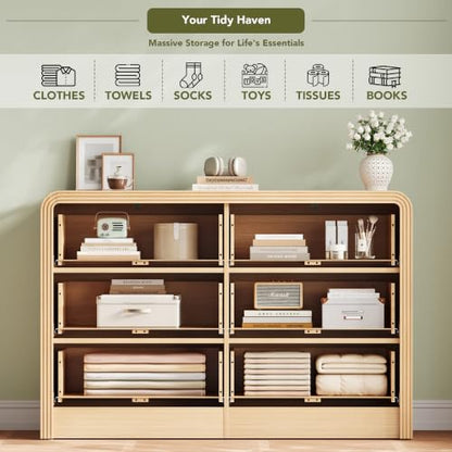 Fluted 6 Drawers Dresser, 47.2'' Wide Chest of Drawers for Bedroom, view 6