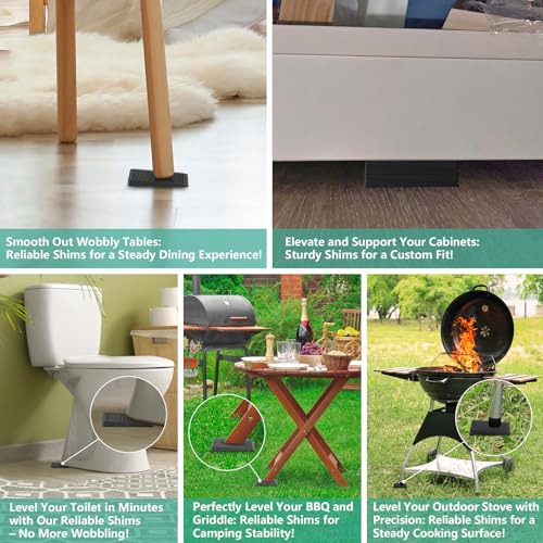 Furniture Leveler 12pcs Kit Size Variety | Multi-Purpose Rubber Shim for Leveling Feet Stable | Anti-Wobble Pad for Uneven Table, Dresser Leg, Toliet and More Furniture | Prevent from Wobbling
