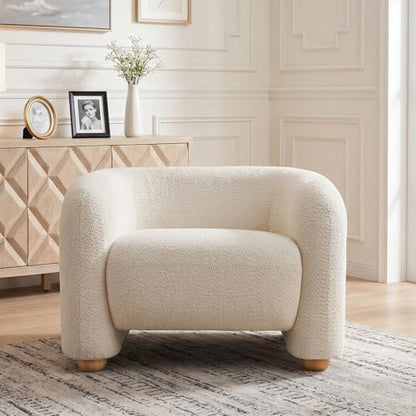 40" Modern Accent Chair Reading Chair Oversized Barrel Chairs for Living Room Bedroom Apartment (1, Khaki)