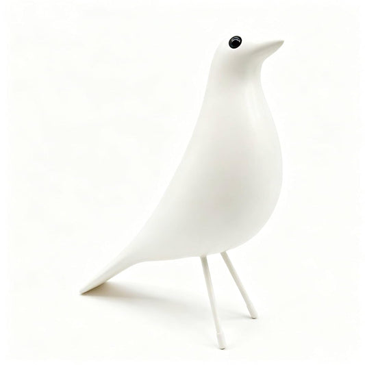 Minimalist Bird Figurine for Home Decor - Modern Decorative Sculpture for Office Desk, Bookshelf, Living Room, Mantel, Entryway, Elegant Art Ornament (White)