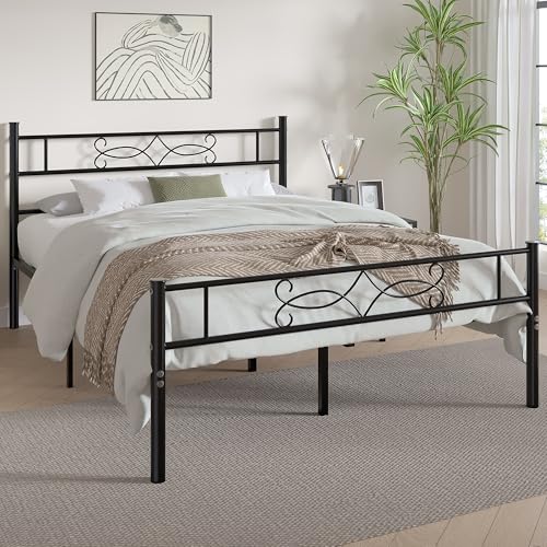 14" Full Size Metal Platform Bed Frame with Headboard, view 4