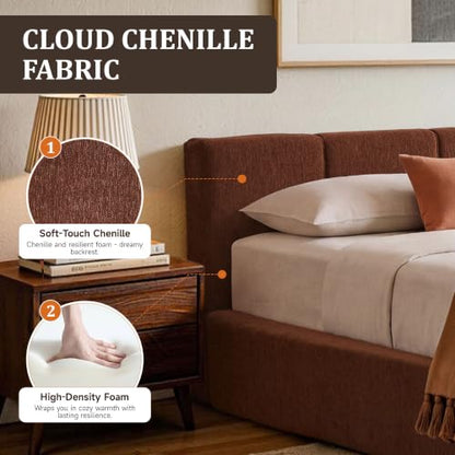Queen Cloud Bed Frame with Cushion Headboard and 360° Foam Surround, view 6