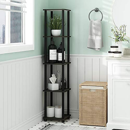 Turn-N-Tube 5-Tier Corner Square Rack Display Shelf, Round, Espresso/Black