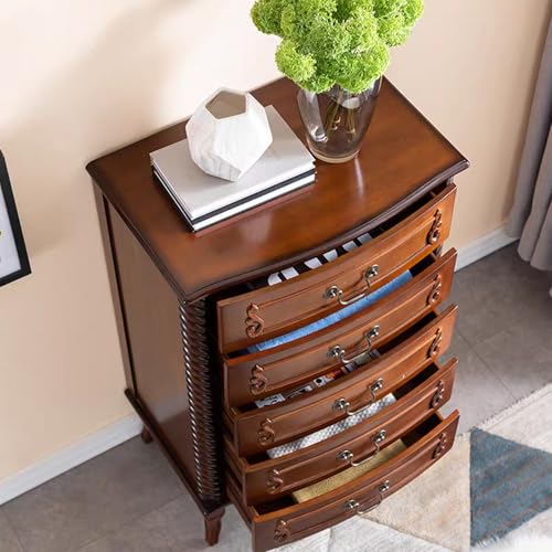 Solid Wood 5 Drawer Dresser Fully Assembled Tall Chest of Drawers Wood Storage, view 6